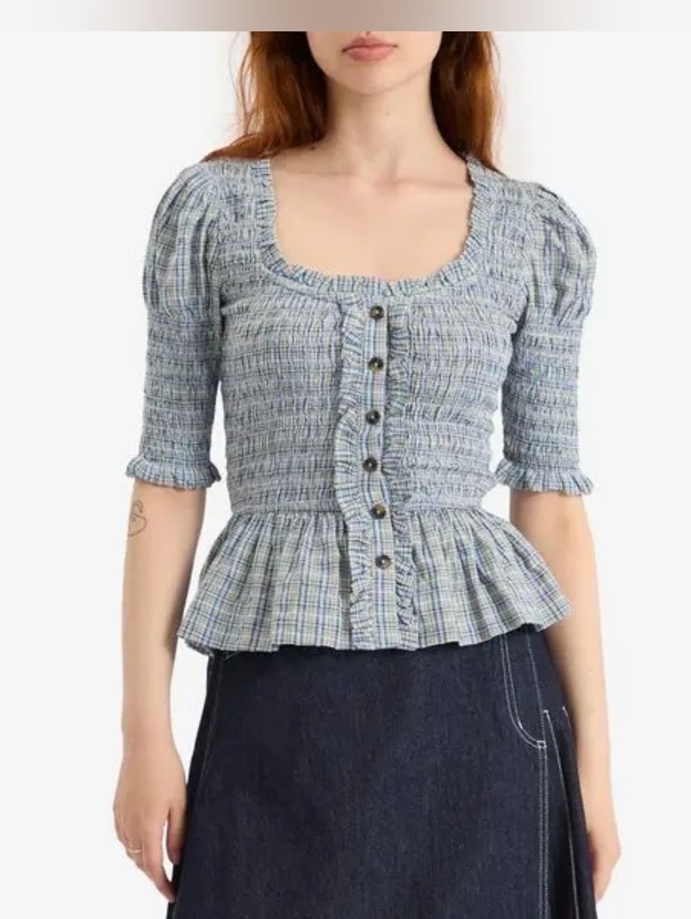 Damson Madder Mansi Shirred Blouse EU Size 8 / US Size 4